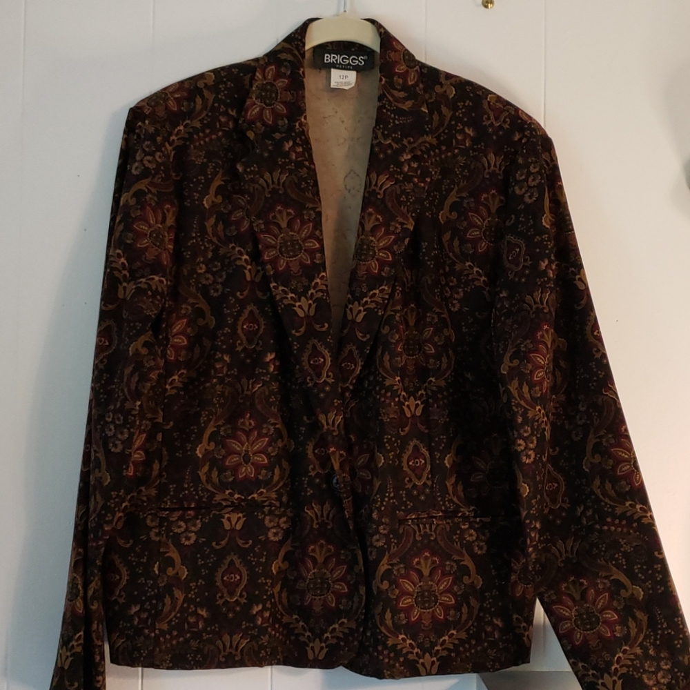 Briggs New York Vintage Print One Button Blazer